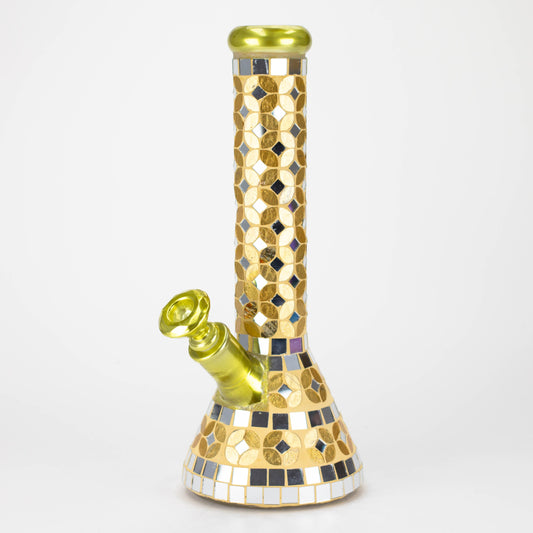 14" Mosaic 9mm glass beaker bong with tree arm percolator [MSAK-2]