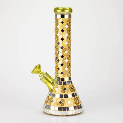 14" Mosaic 9mm glass beaker bong with tree arm percolator [MSAK-2]