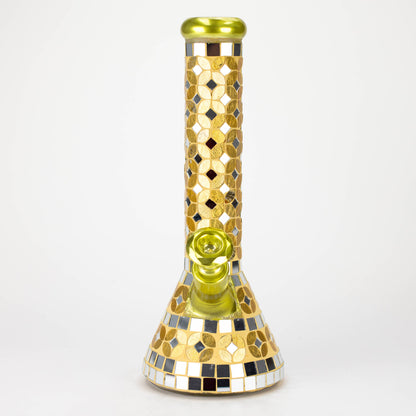 14" Mosaic 9mm glass beaker bong with tree arm percolator [MSAK-2]