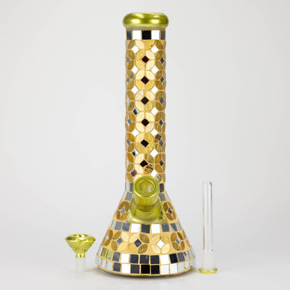 14" Mosaic 9mm glass beaker bong with tree arm percolator [MSAK-2]
