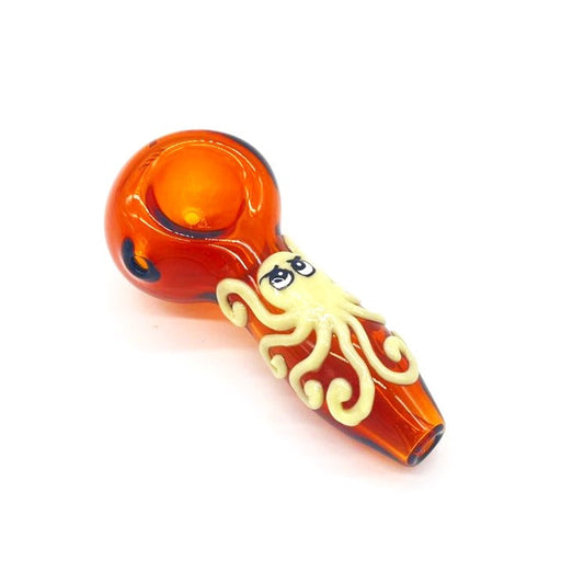 Octopus Glow In The Dark Glass Smoking Spoon Hand Pipe