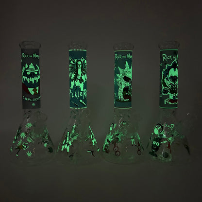 14" Glow in the Dark Cartoon Beaker Bong – 7mm Thick Borosilicate Glass