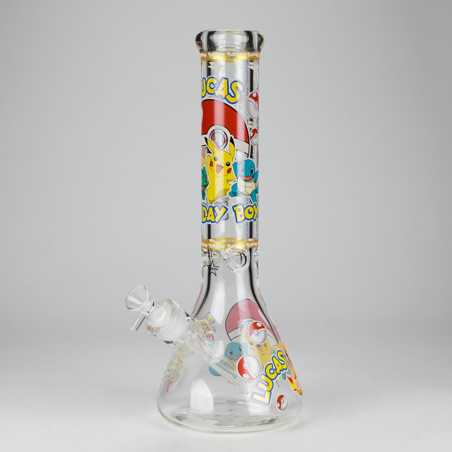 14" PK Cartoon Glow In The Dark 9mm Glass Bong [PIP863]
