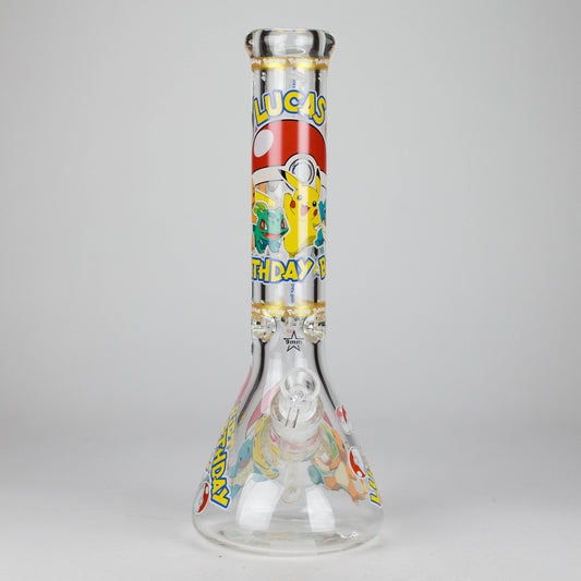 14" PK Cartoon Glow In The Dark 9mm Glass Bong [PIP863]