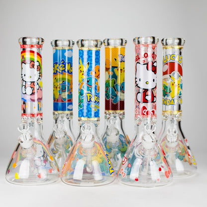 14" PK Cartoon Glow In The Dark 9mm Glass Bong [PIP863]