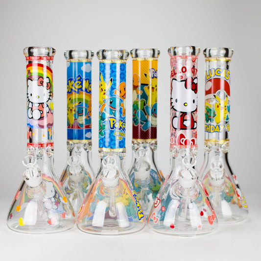 14" PK Cartoon Glow In The Dark 9mm Glass Bong [PIP863]