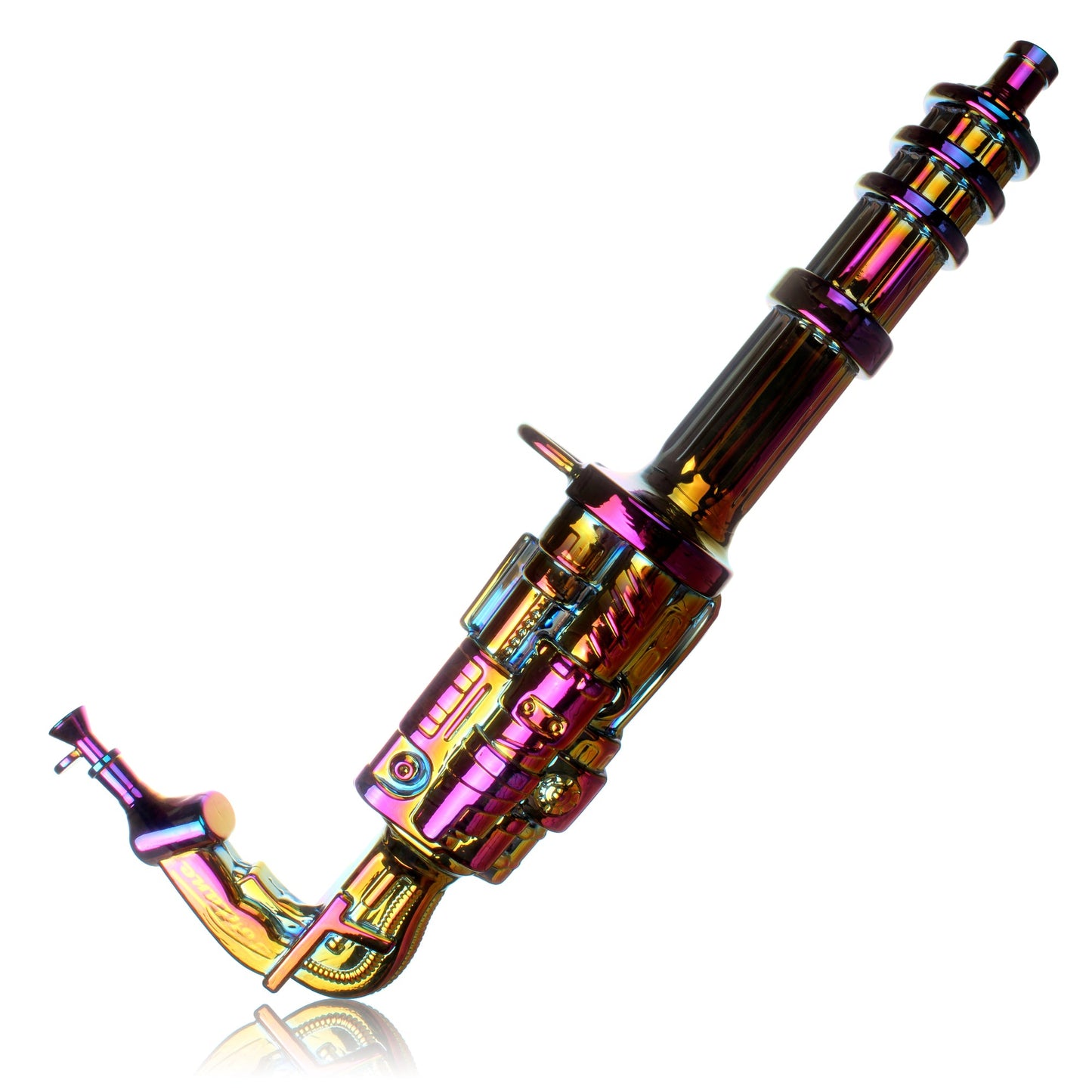 Fortune | 24" Electroplated Gatling Gun Glass Bong with Hardwood Stand