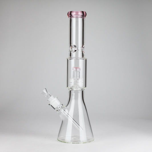 16" 7mm Colored Beaker Bong – Premium Thick Glass with Grid Perc