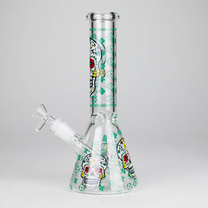 10" Sugar Skull  Design Glass Beaker Bong
