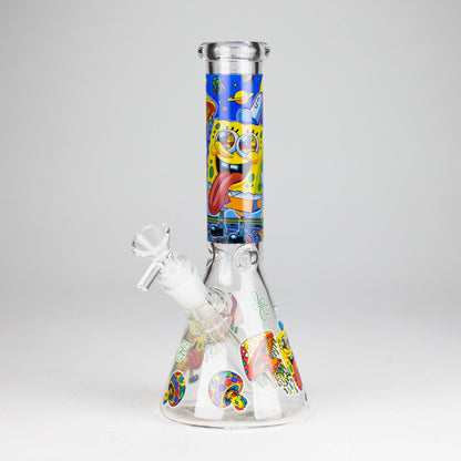 10" Glow-in-the-Dark Glass Bong with Cartoon Sponge Design