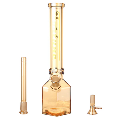 Fortune | 12" Hexagon Electroplated Barrel Base Glass Bong