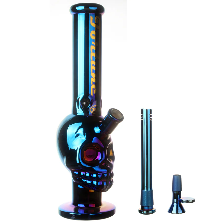 Fortune | 14" 7mm Electroplated Skull Glass Bong