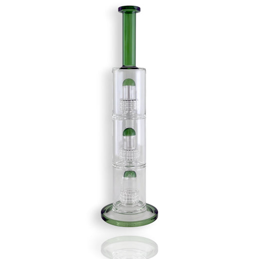 17" Triple Dome Percolator Water Pipe with 14mm Handle Bowl Piece