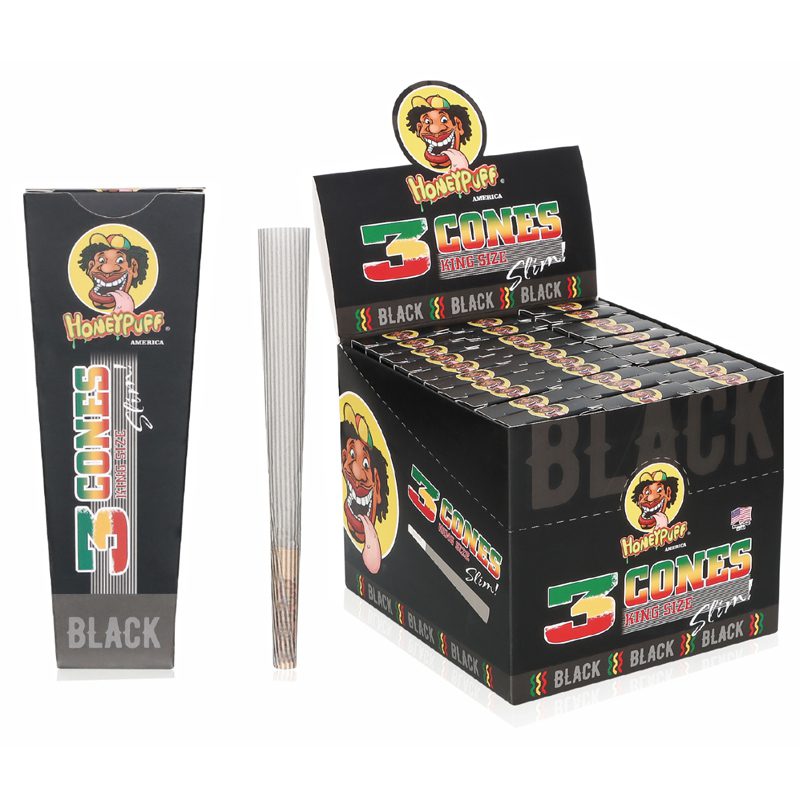 HoneyPuff | Pre-Rolled Cones – Slim Colored Paper (King Size, 20 Packs/Display) [P8203]